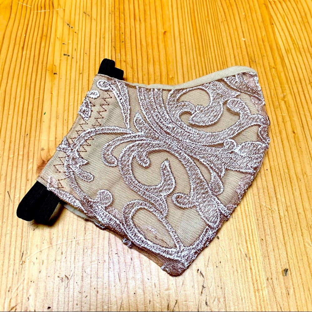 Beige lace Special Occasion Face Mask